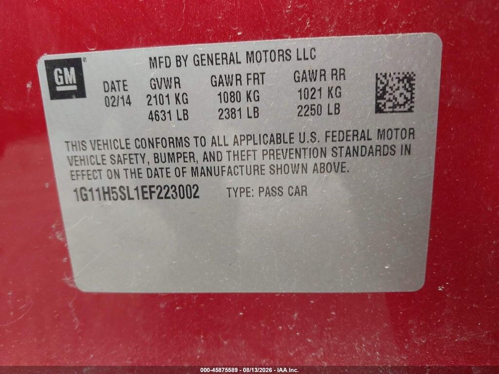 1G11H5SL1EF223002 2014 CHEVROLET MALIBU photo no. 9