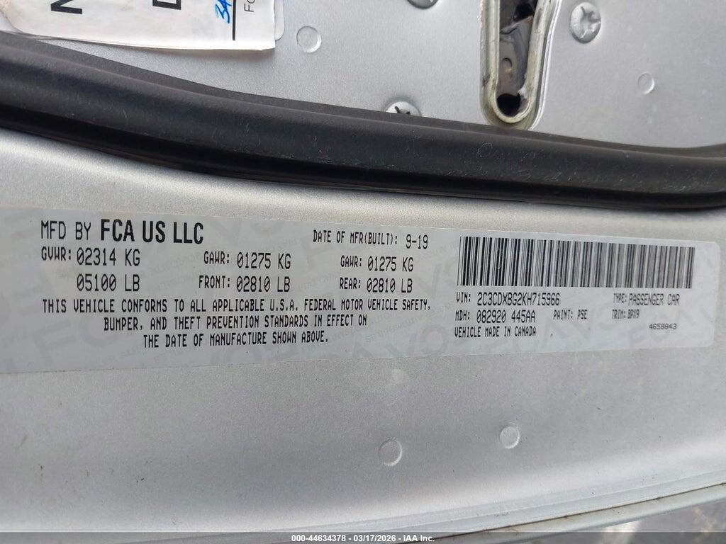 2C3CDXBG2KH715966 2019 DODGE CHARGER photo no. 9