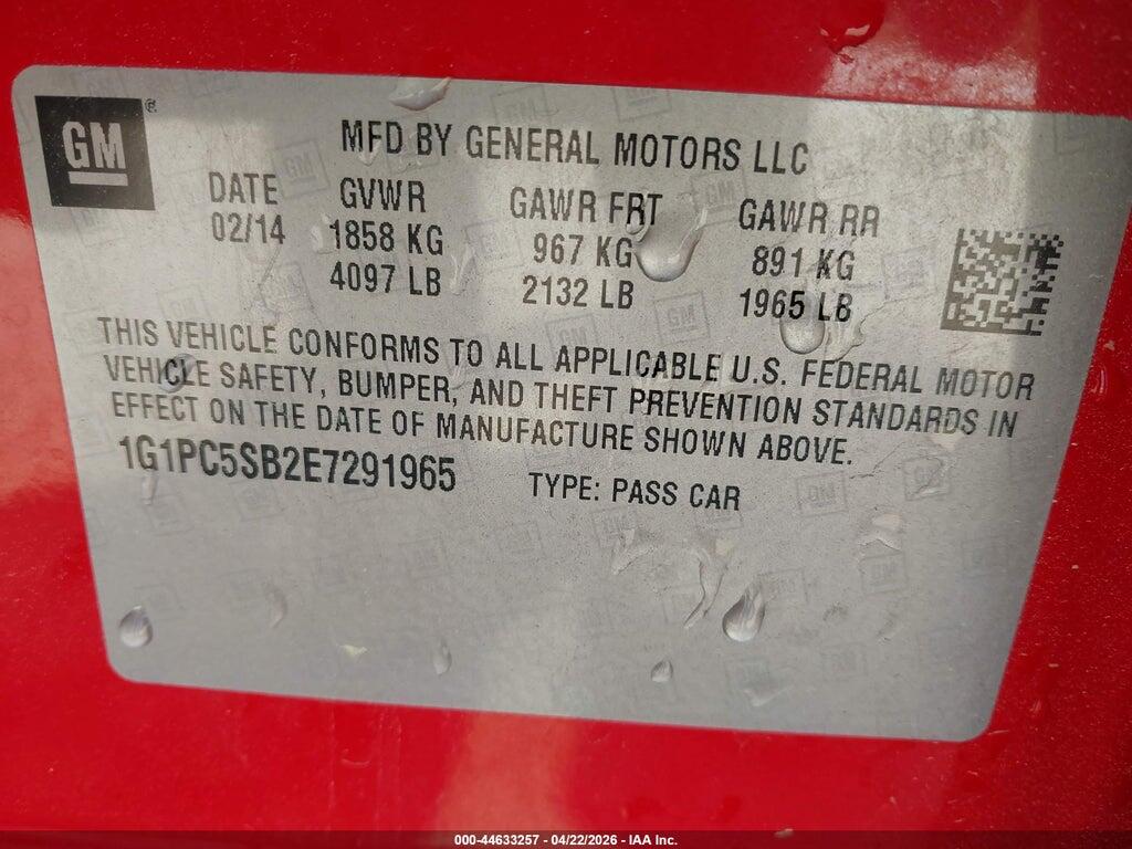 1G1PC5SB2E7291965 2014 CHEVROLET CRUZE photo no. 9