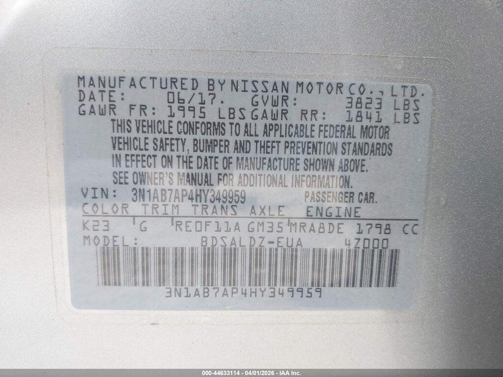 3N1AB7AP4HY349959 2017 NISSAN SENTRA photo no. 9