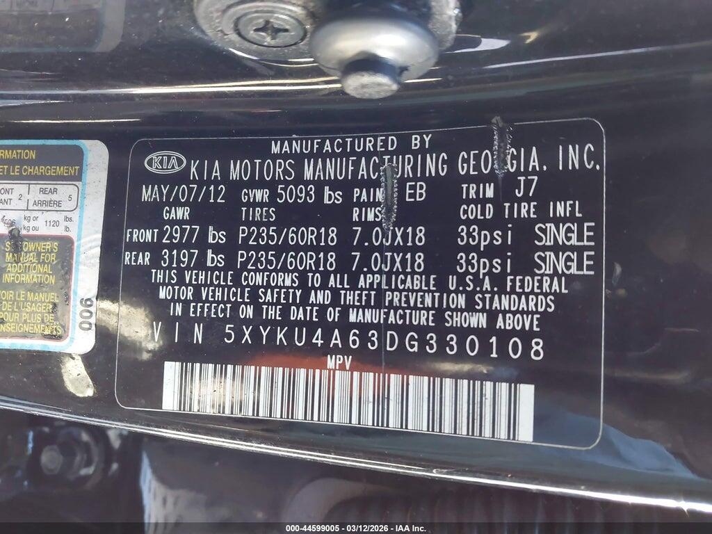 5XYKU4A63DG330108 2013 KIA SORENTO photo no. 9