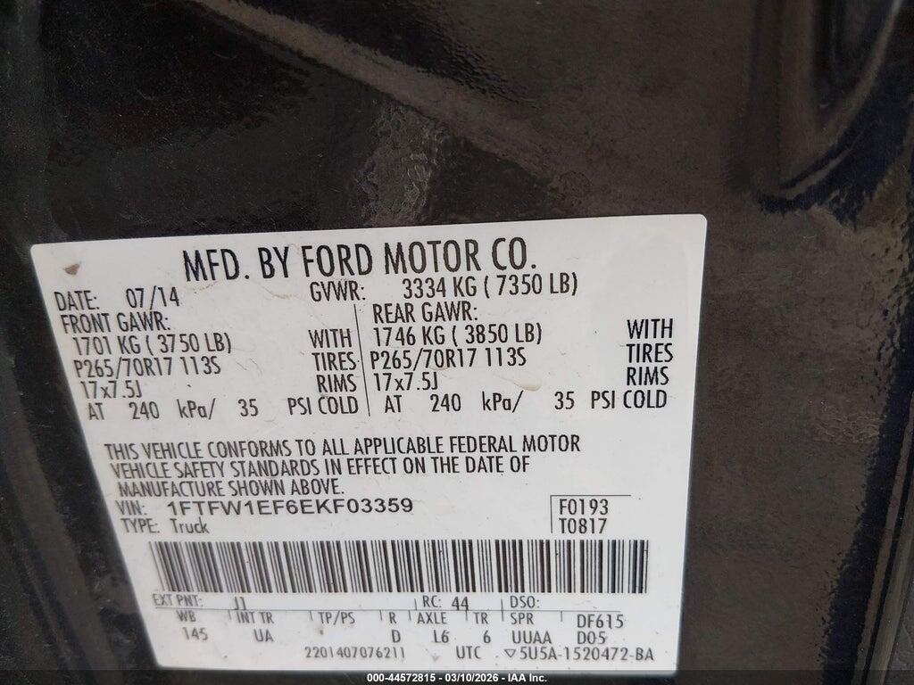 1FTFW1EF6EKF03359 2014 FORD F-150 photo no. 9