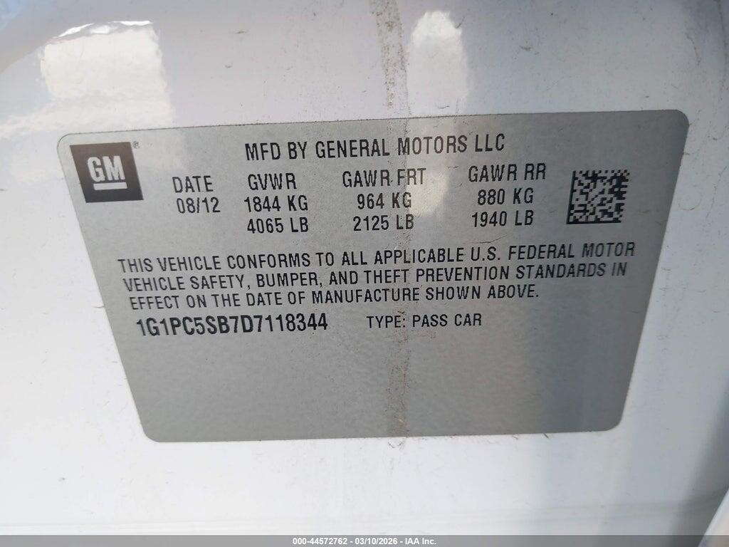 1G1PC5SB7D7118344 2013 CHEVROLET CRUZE photo no. 9