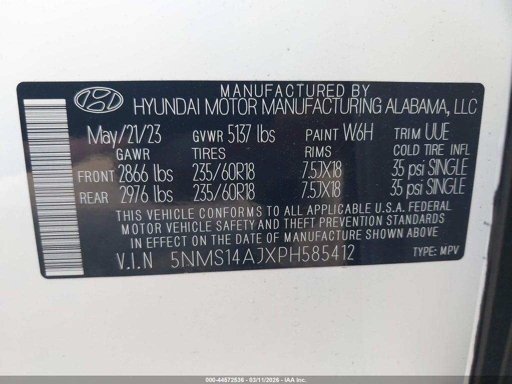 5NMS14AJXPH585412 2023 HYUNDAI SANTA FE photo no. 9