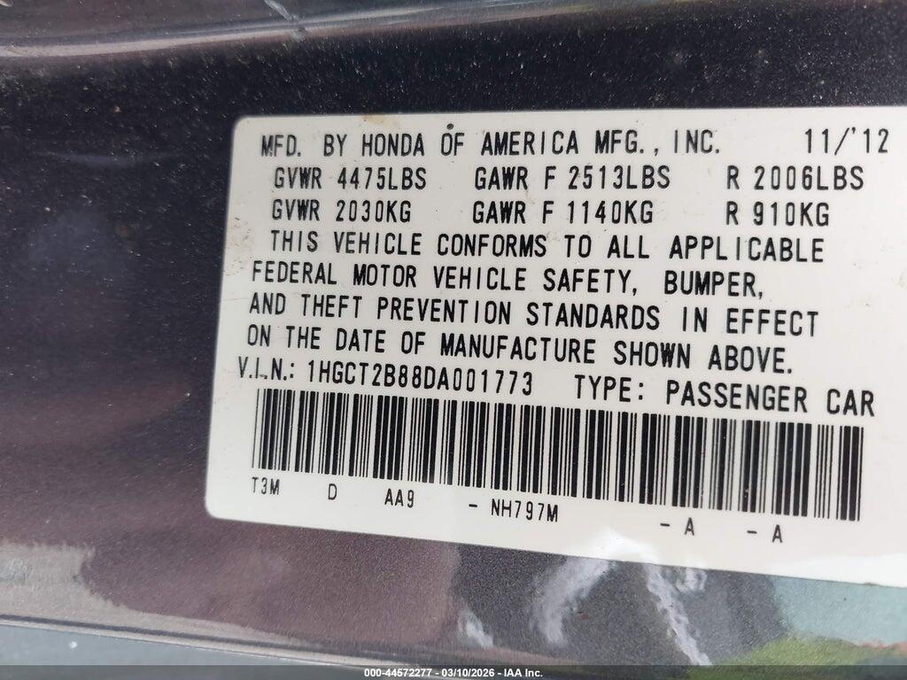 1HGCT2B88DA001773 2013 HONDA ACCORD photo no. 9