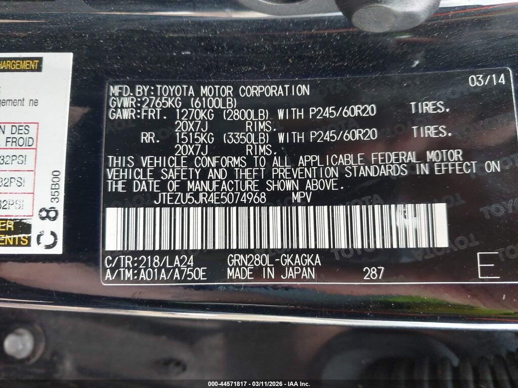 JTEZU5JR4E5074968 2014 TOYOTA 4RUNNER photo no. 9