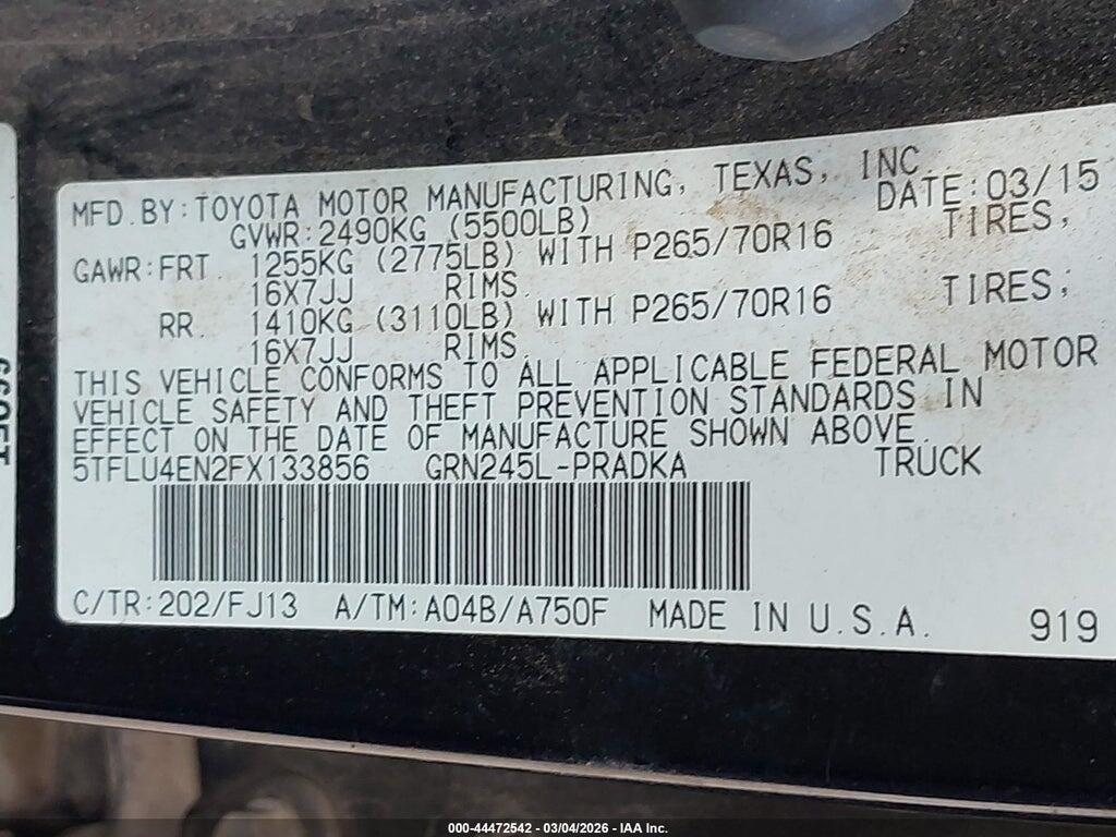 5TFLU4EN2FX133856 2015 TOYOTA TACOMA photo no. 9