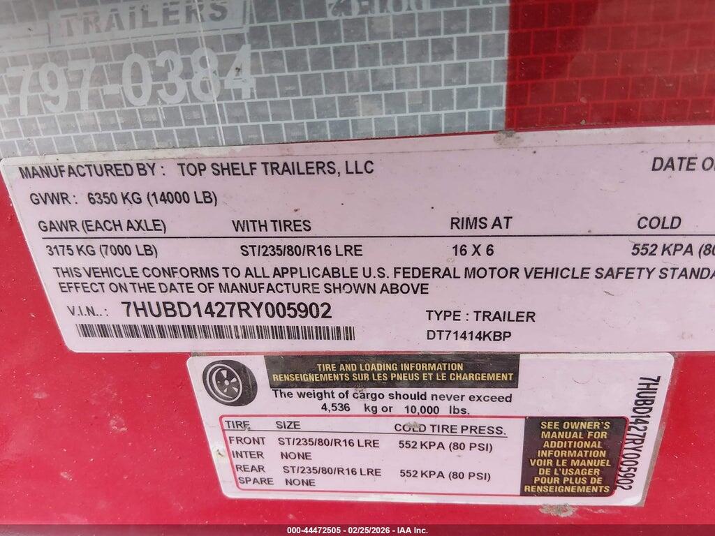 7HUBD1427RY005902 2023 TOPSHELF TRAILER photo no. 9