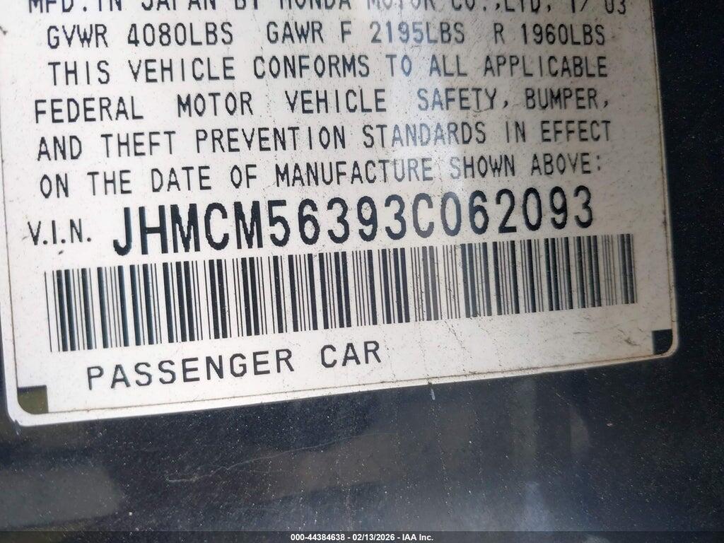 JHMCM56393C062093 2003 HONDA ACCORD photo no. 9