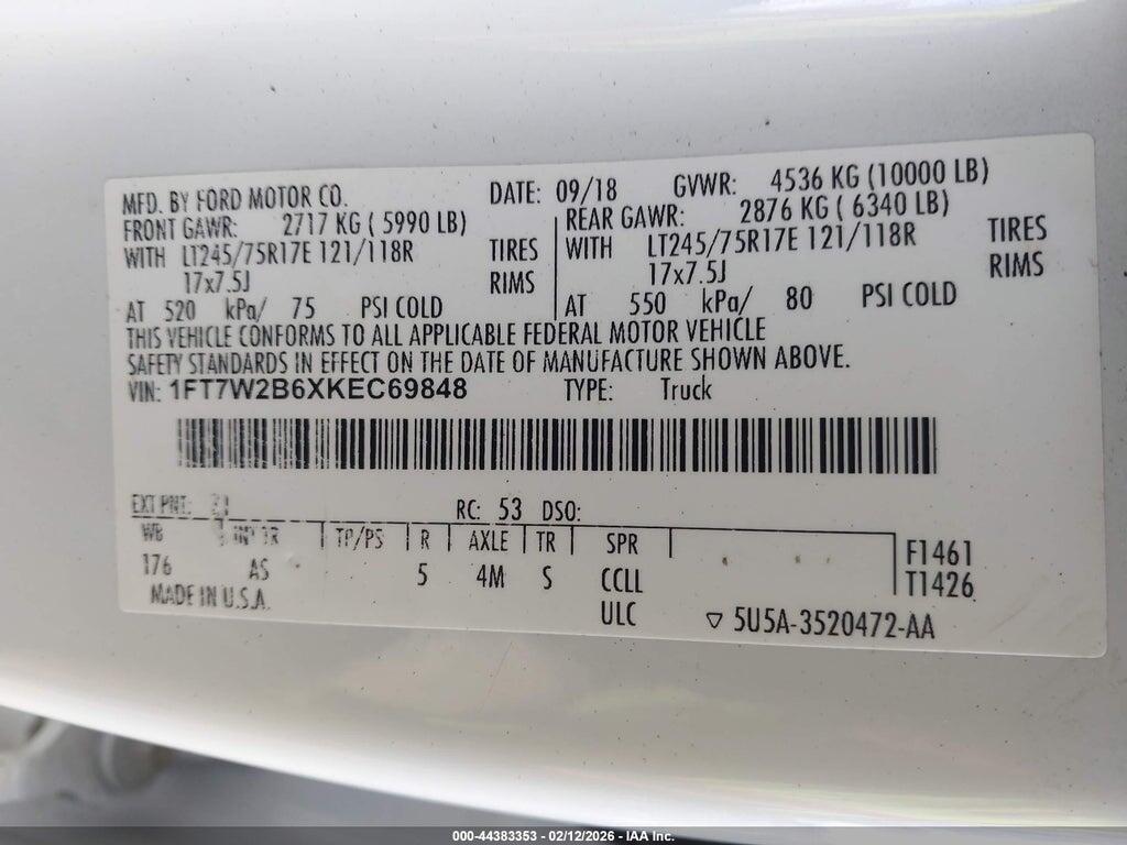1FT7W2B6XKEC69848 2019 FORD F-250 photo no. 9