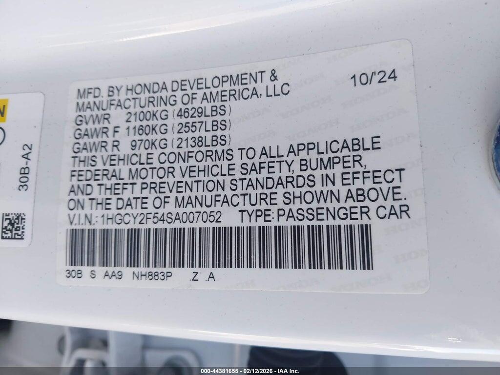 1HGCY2F54SA007052 2025 HONDA ACCORD HYBRID photo no. 9