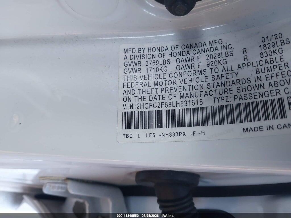 2HGFC2F68LH531618 2020 HONDA CIVIC photo no. 9