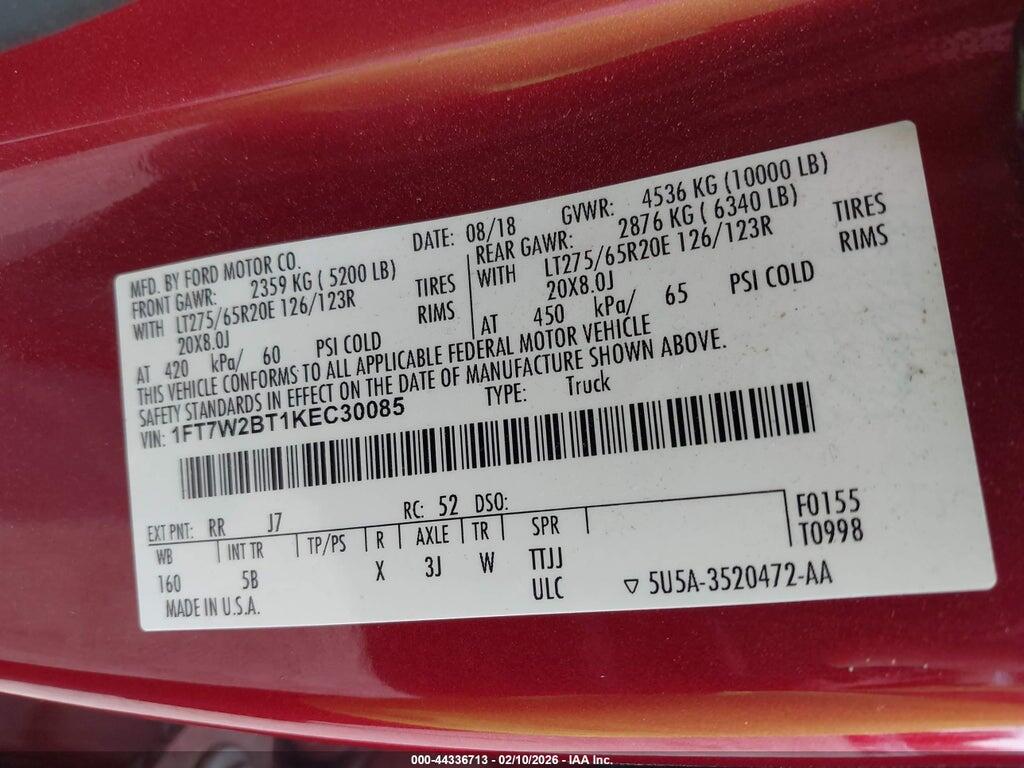1FT7W2BT1KEC30085 2019 FORD F-250 photo no. 9