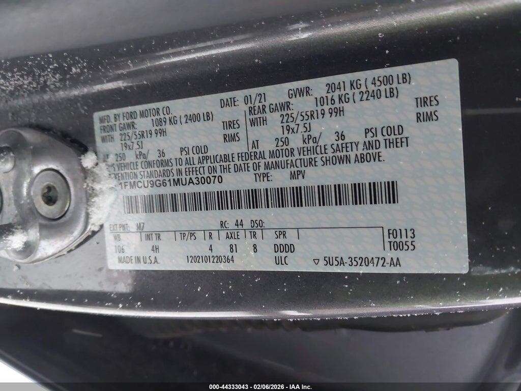 1FMCU9G61MUA30070 2021 FORD ESCAPE photo no. 9