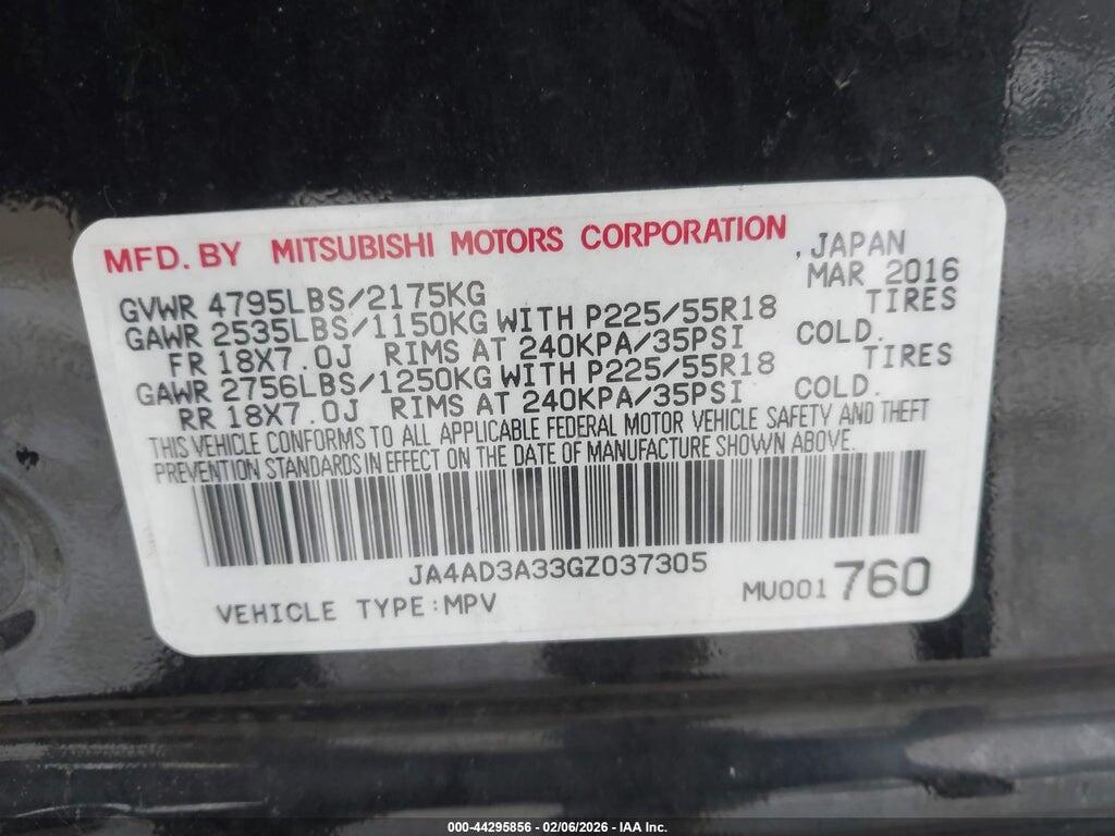 JA4AD3A33GZ037305 2016 MITSUBISHI OUTLANDER photo no. 9