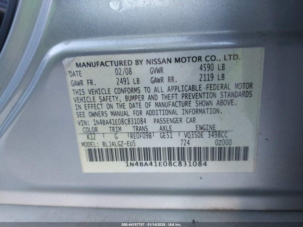 1N4BA41E08C831084 2008 NISSAN MAXIMA photo no. 9