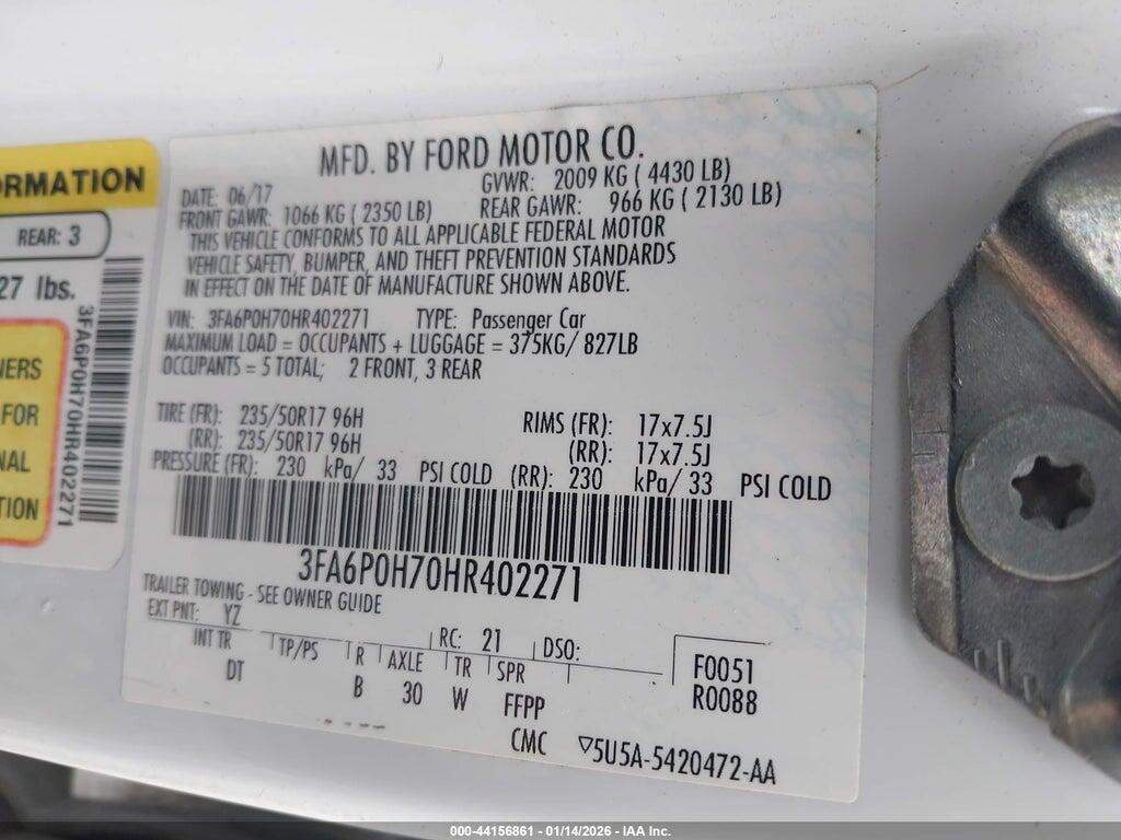 3FA6P0H70HR402271 2017 FORD FUSION photo no. 9