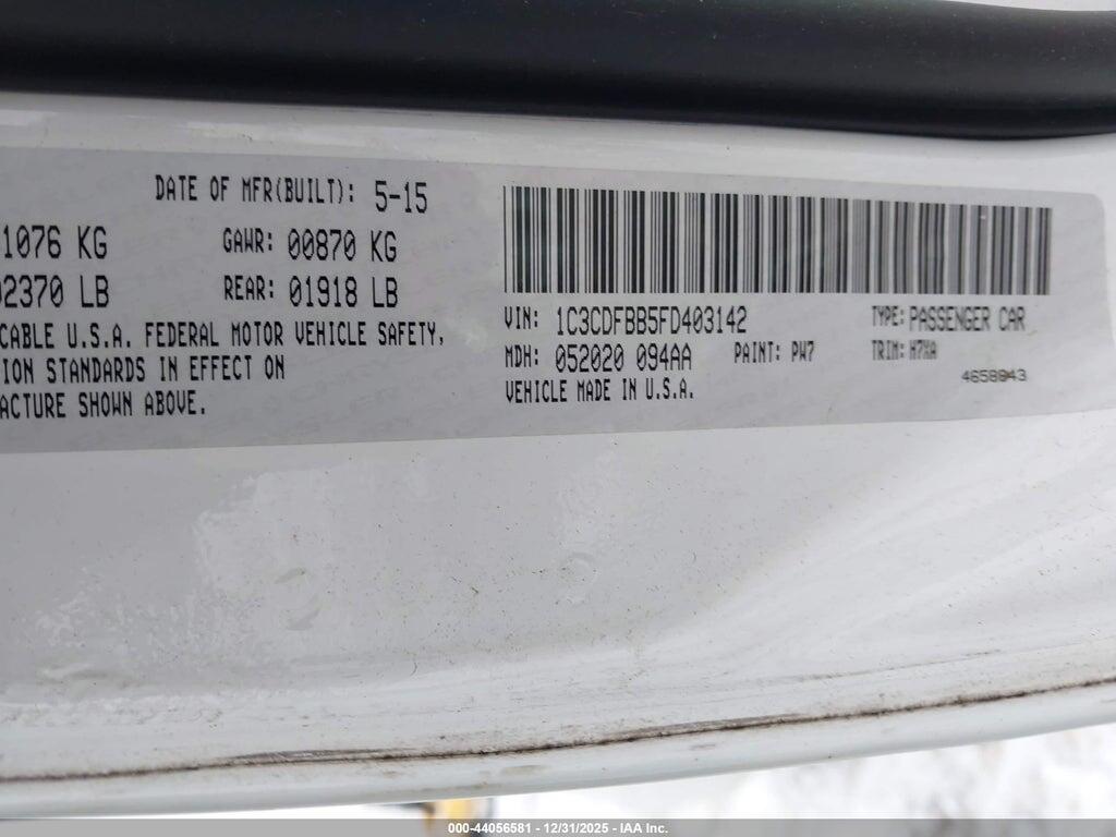 1C3CDFBB5FD403142 2015 DODGE DART photo no. 9