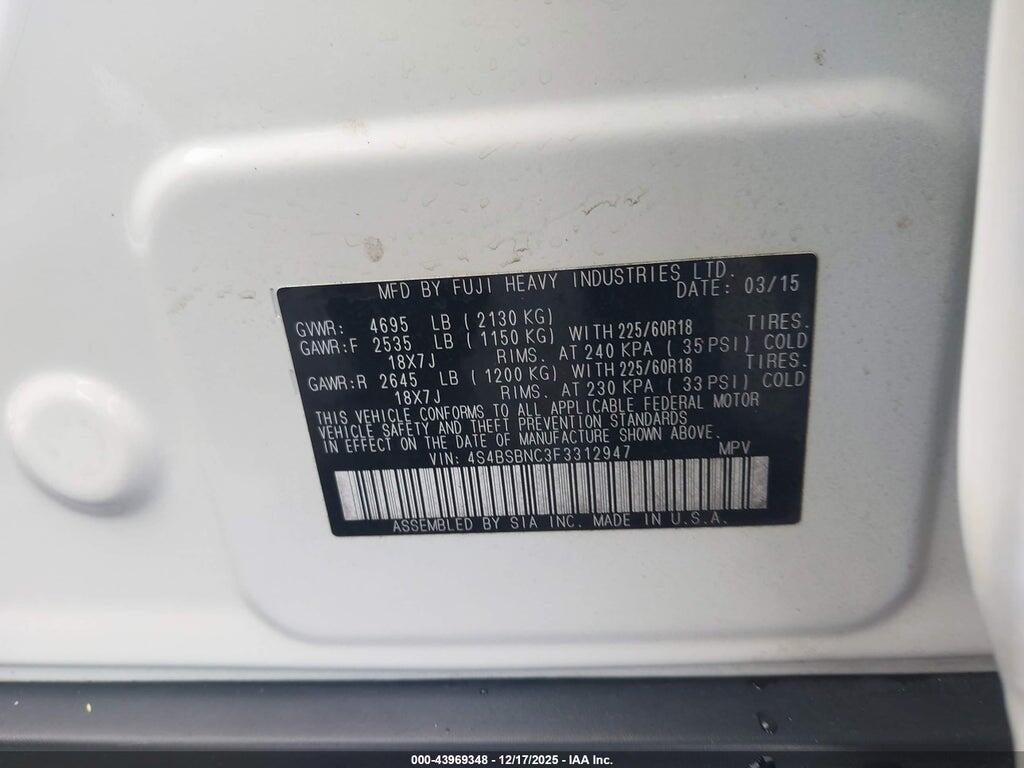 4S4BSBNC3F3312947 2015 SUBARU OUTBACK photo no. 9