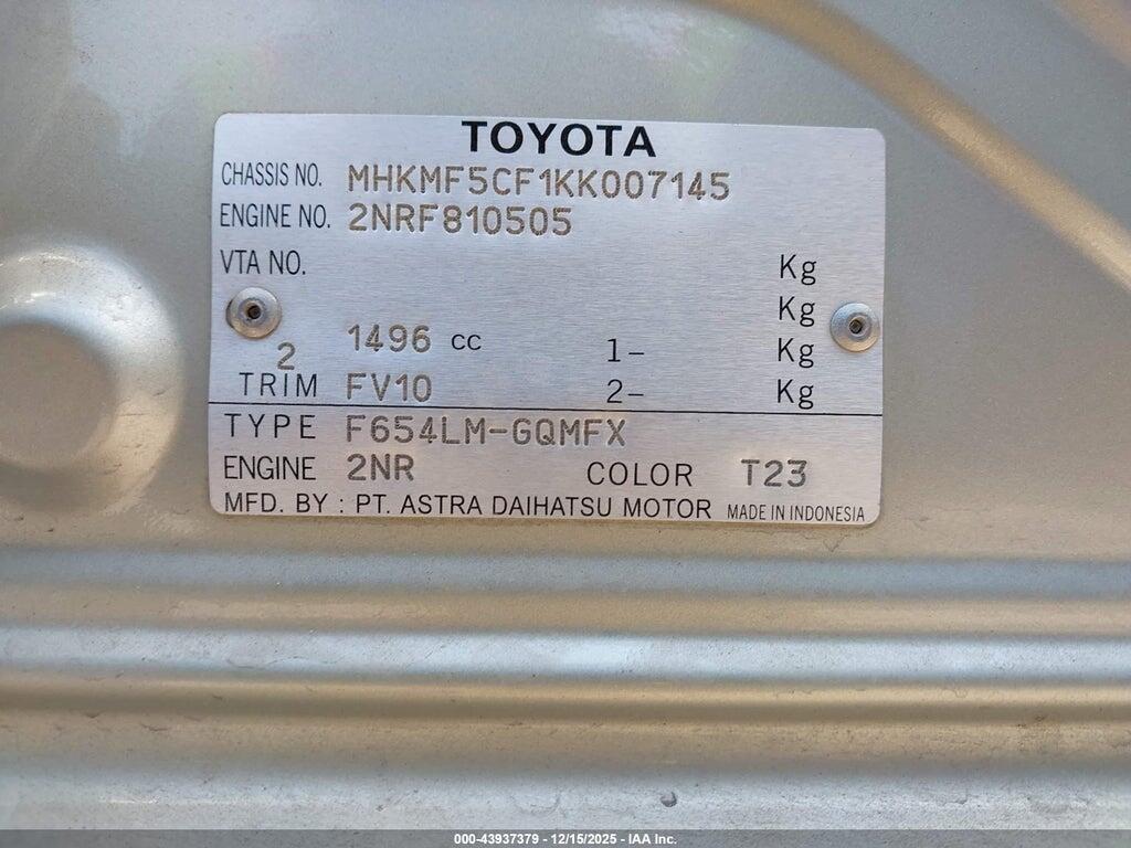 MHKMF5CF1KK007145 2019 TOYOTA AVANAS photo no. 9