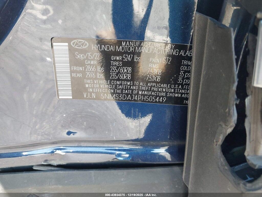 5NMS3DAJ4PH505449 2023 HYUNDAI SANTA FE photo no. 9