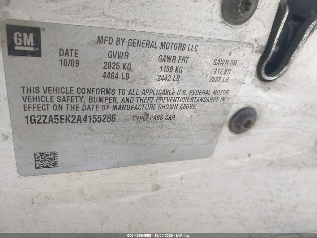 1G2ZA5EK2A4155286 2010 PONTIAC G6 photo no. 9