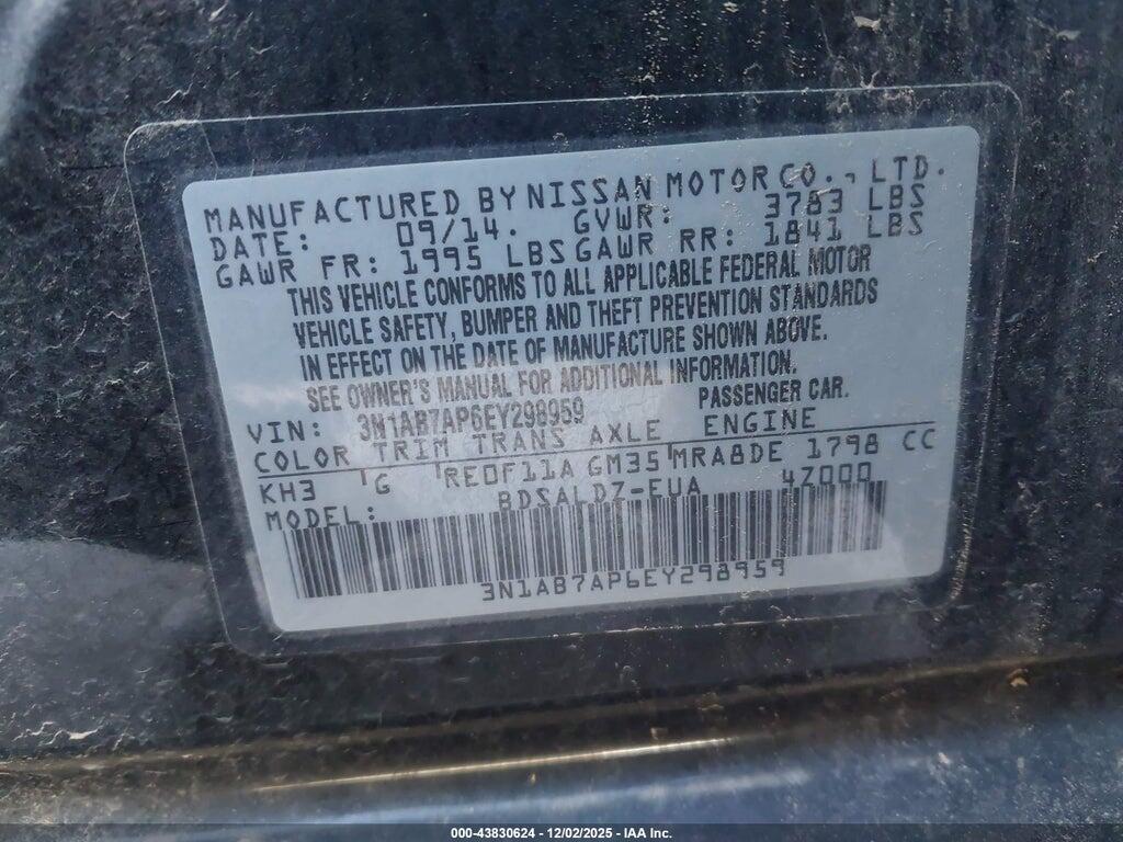 3N1AB7AP6EY298959 2014 NISSAN SENTRA photo no. 9