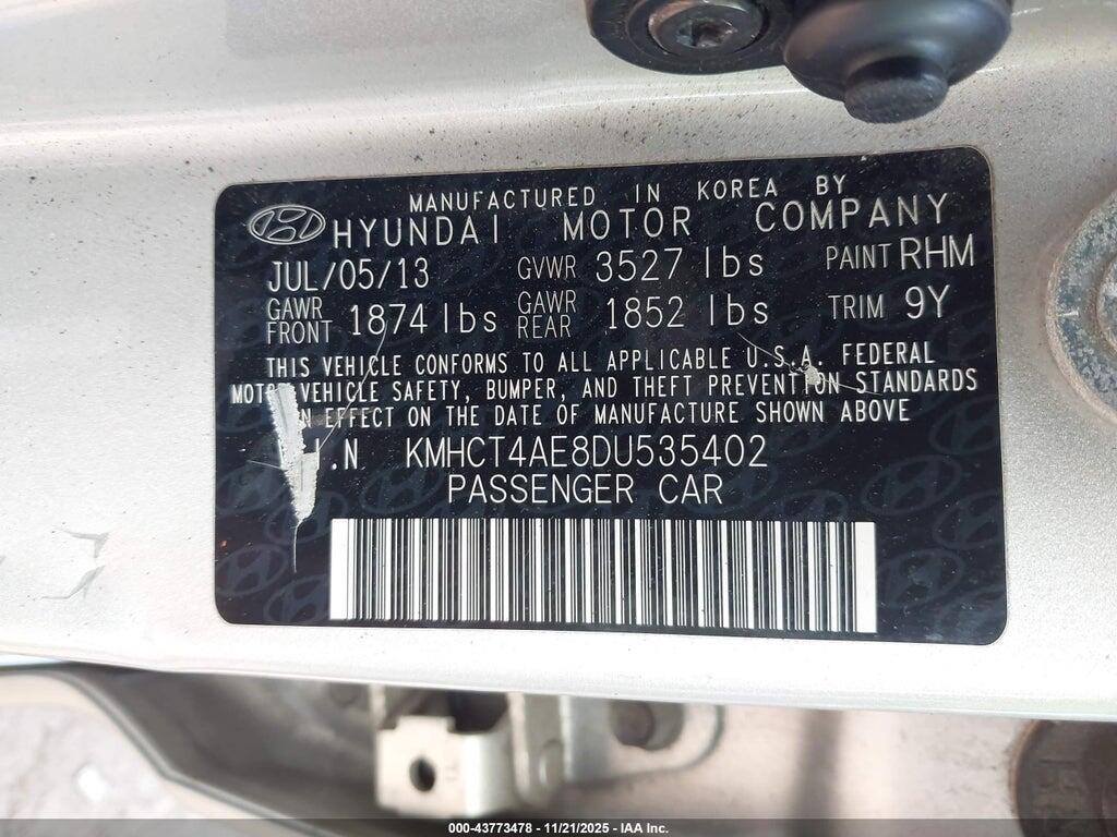 KMHCT4AE8DU535402 2013 HYUNDAI ACCENT photo no. 9