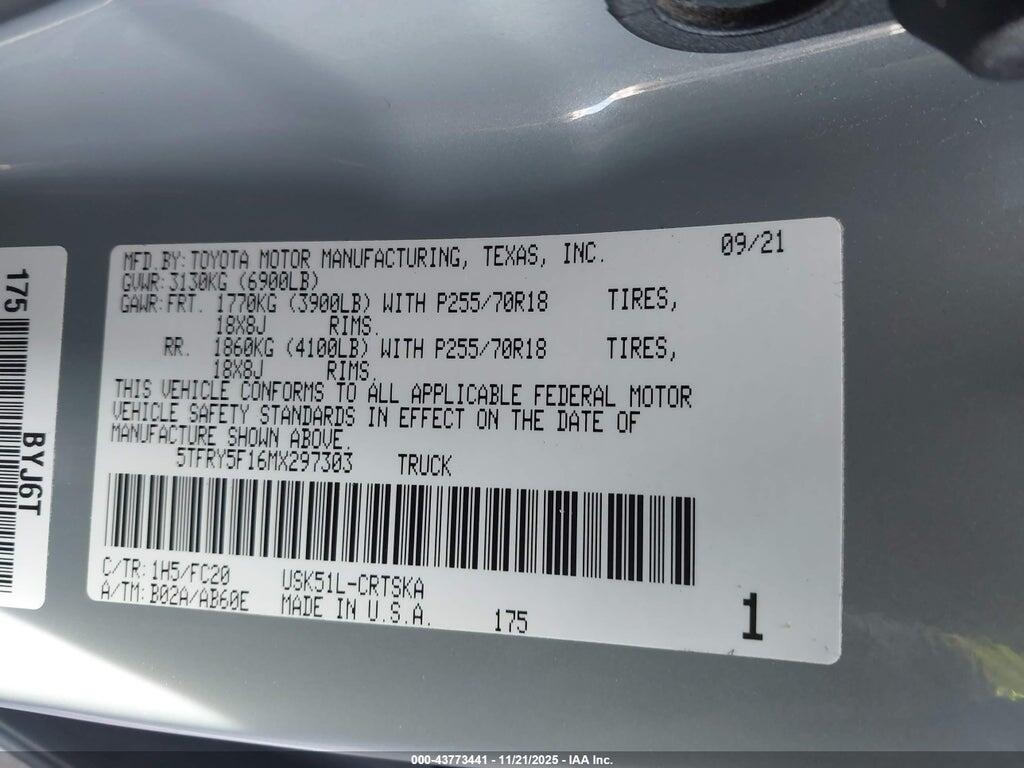 5TFRY5F16MX297303 2021 TOYOTA TUNDRA photo no. 9