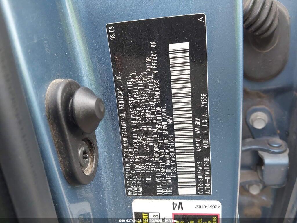 4T3ZE11A99U014591 2009 TOYOTA VENZA photo no. 9