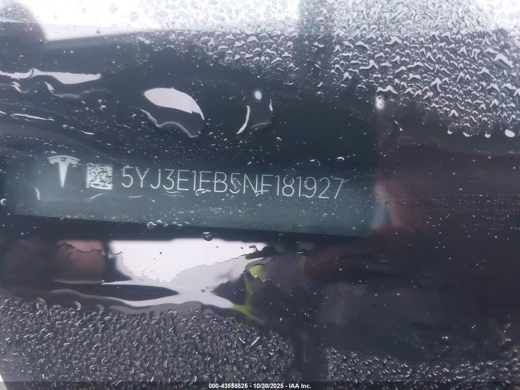 5YJ3E1EB5NF181927 2022 TESLA MODEL 3 photo no. 9