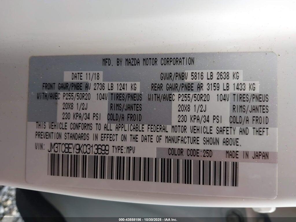 JM3TCBEY9K0313699 2019 MAZDA CX-9 photo no. 9