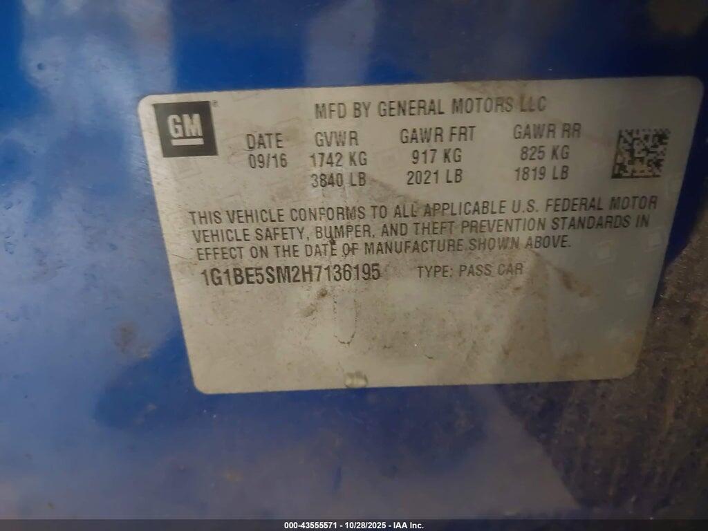 1G1BE5SM2H7136195 2017 CHEVROLET CRUZE photo no. 9