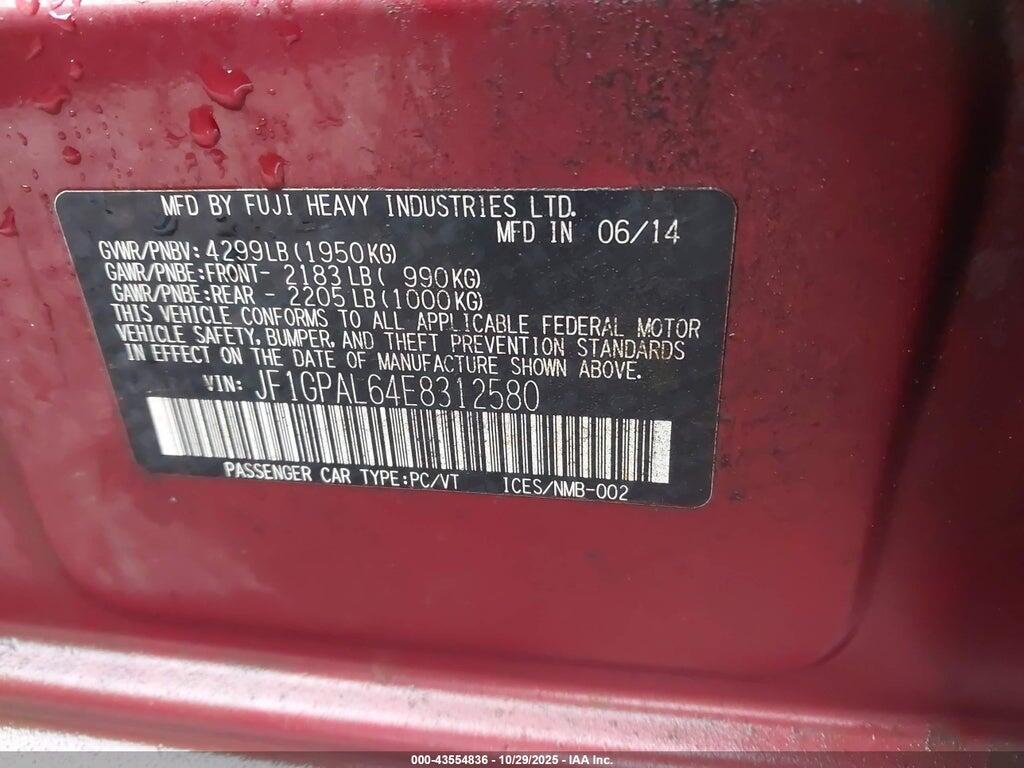 JF1GPAL64E8312580 2014 SUBARU IMPREZA photo no. 9