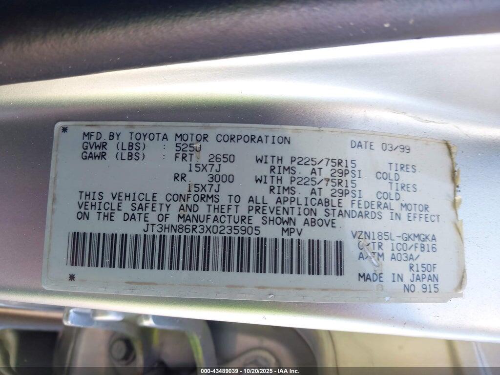 JT3HN86R3X0235905 1999 TOYOTA 4RUNNER photo no. 9