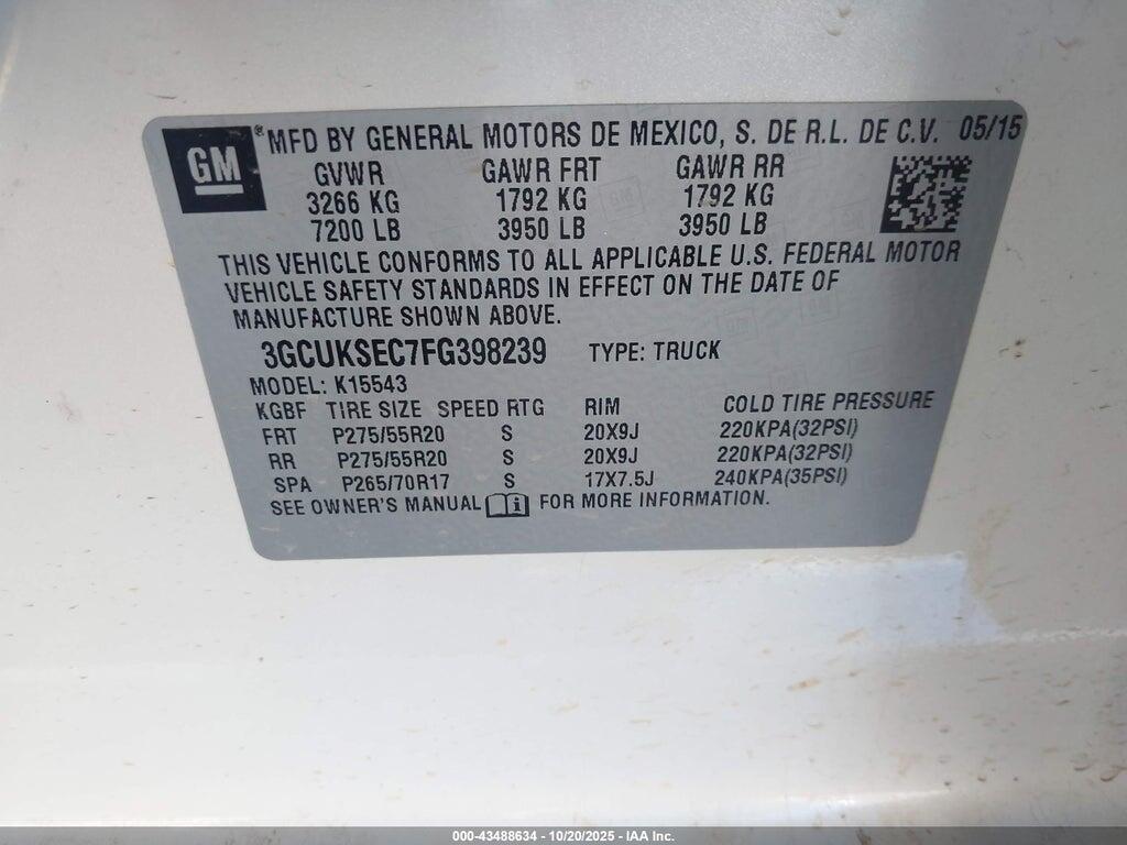3GCUKSEC7FG398239 2015 CHEVROLET SILVERADO 1500 photo no. 9