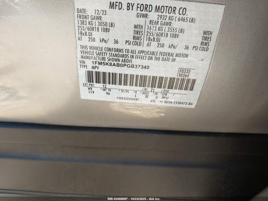 1FM5K8AB0PGB37340 2023 FORD POLICE INTERCEPTOR UTILITY photo no. 9