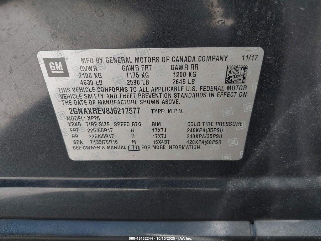 2GNAXREV8J6217577 2018 CHEVROLET EQUINOX photo no. 9