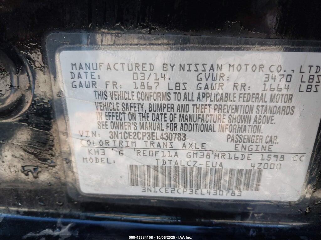 3N1CE2CP3EL430783 2014 NISSAN VERSA NOTE photo no. 9
