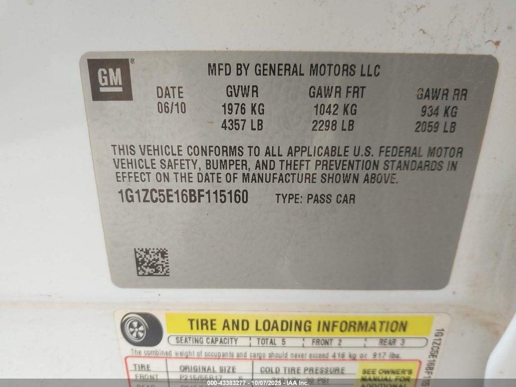 1G1ZC5E16BF115160 2011 CHEVROLET MALIBU photo no. 9