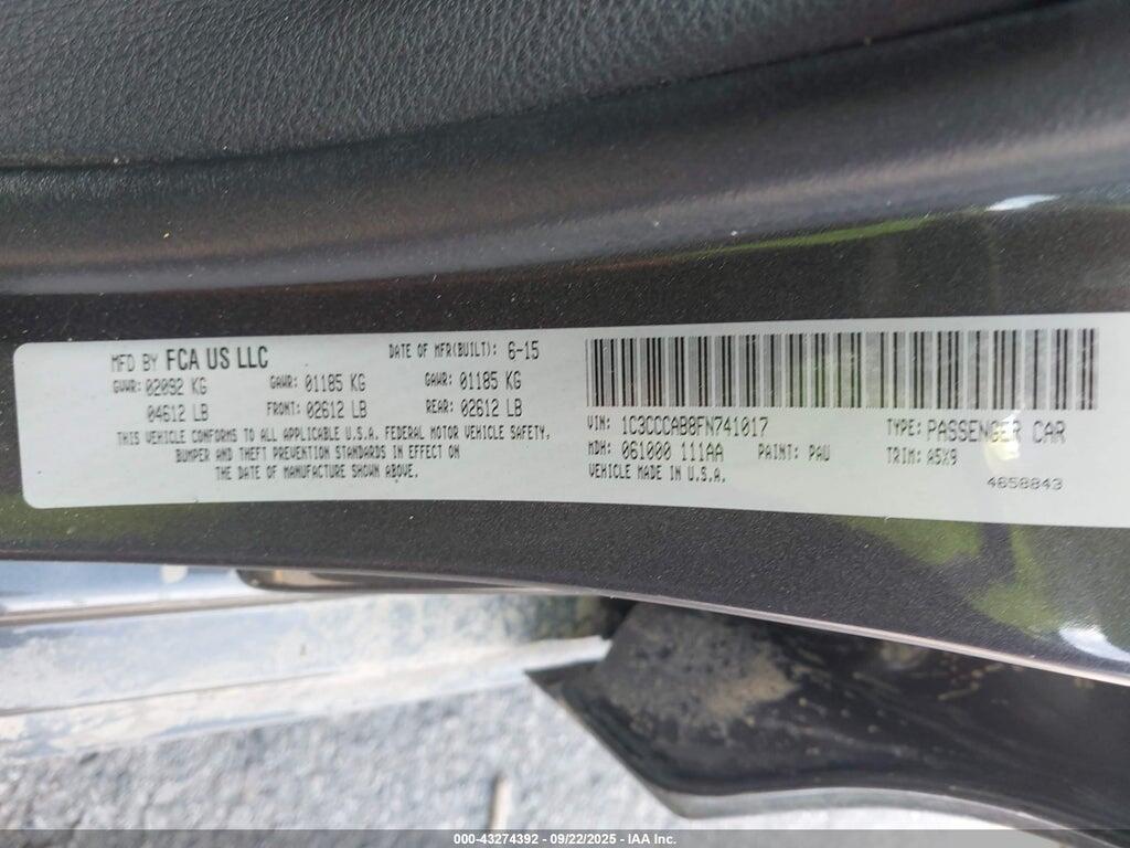 1C3CCCAB8FN741017 2015 CHRYSLER 200 photo no. 9