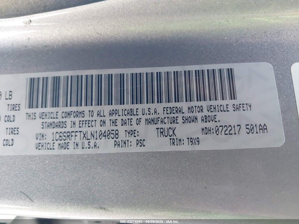1C6SRFFTXLN104058 2020 RAM 1500 photo no. 9