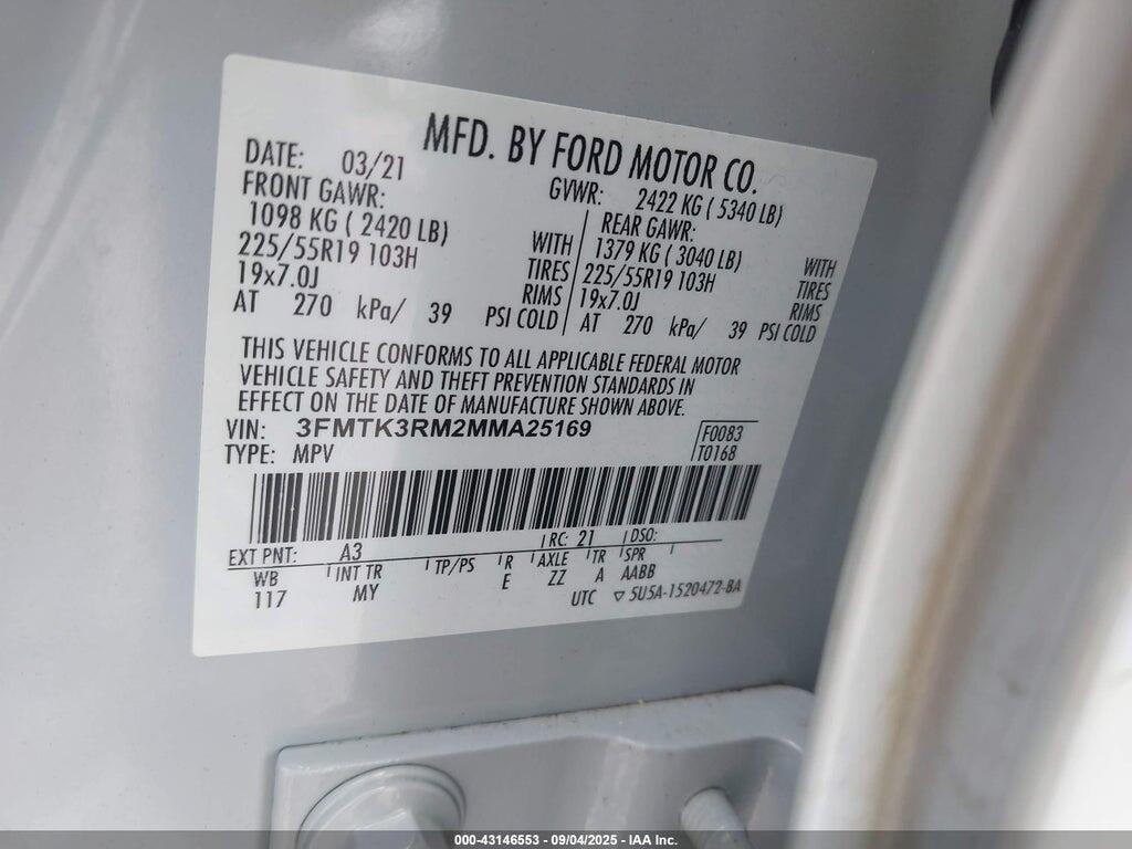 3FMTK3RM2MMA25169 2021 FORD MUSTANG MACH-E photo no. 9