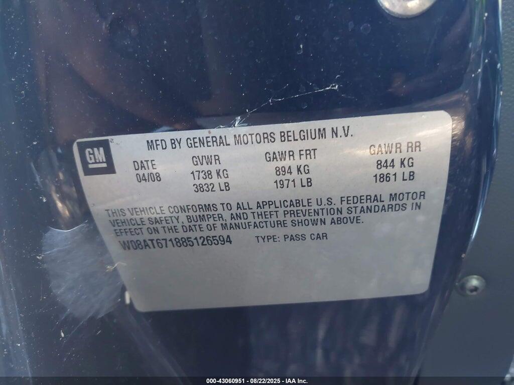 W08AT671885126594 2008 SATURN ASTRA photo no. 9