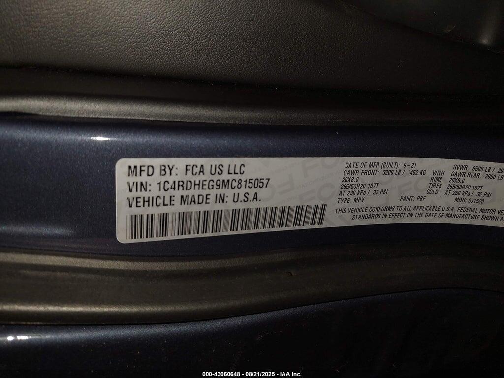 1C4RDHEG9MC815057 2021 DODGE DURANGO photo no. 9