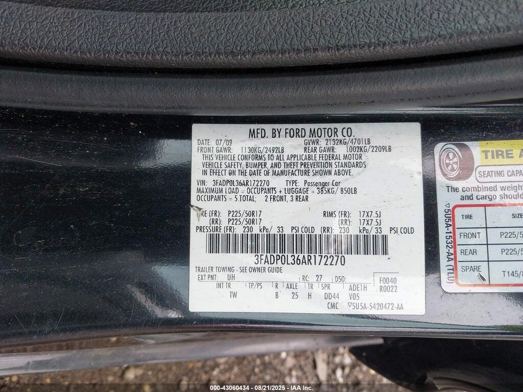 3FADP0L36AR172270 2010 FORD FUSION HYBRID photo no. 9