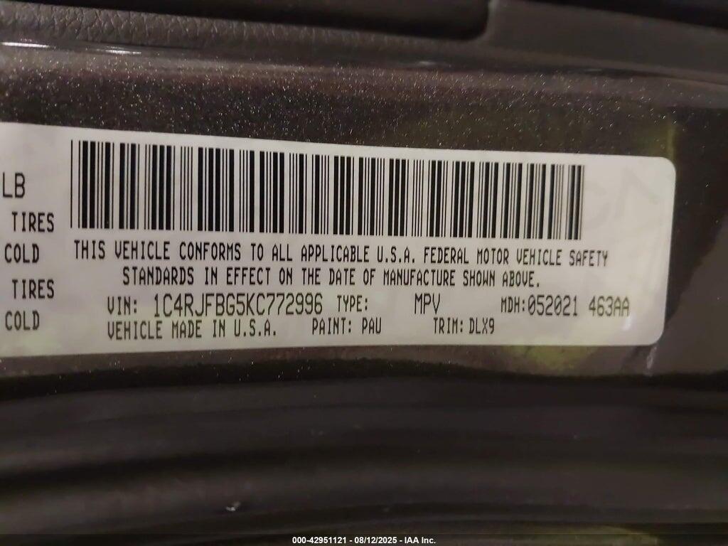 1C4RJFBG5KC772996 2019 JEEP GRAND CHEROKEE photo no. 9