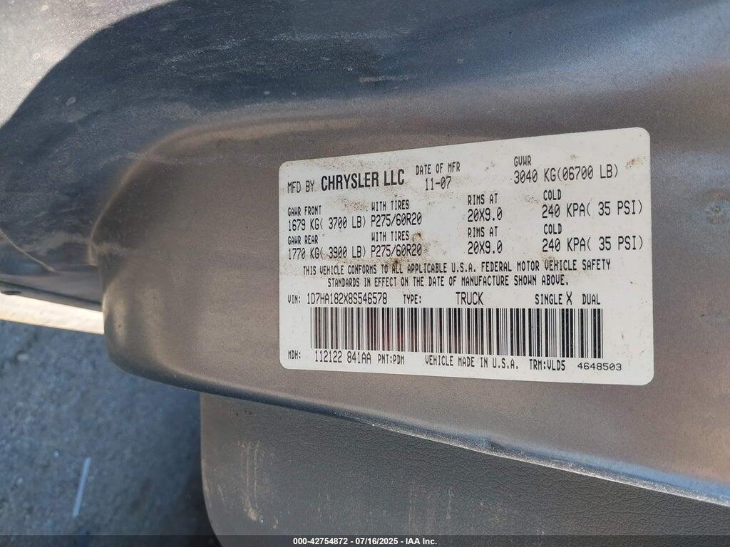 1D7HA182X8S546578 2008 DODGE RAM 1500 photo no. 9