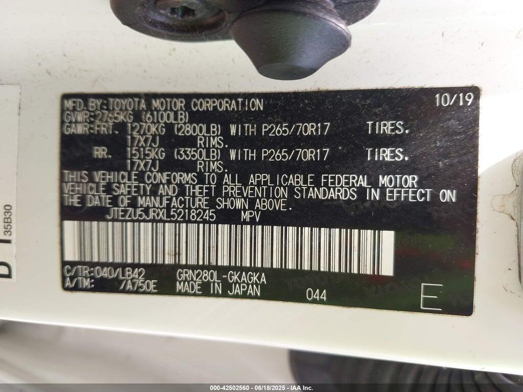 JTEZU5JRXL5218245 2020 TOYOTA 4RUNNER photo no. 9