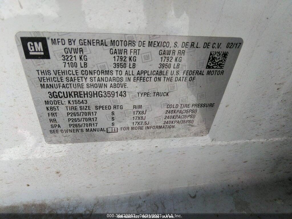 3GCUKREH9HG359143 2017 CHEVROLET SILVERADO 1500 photo no. 9